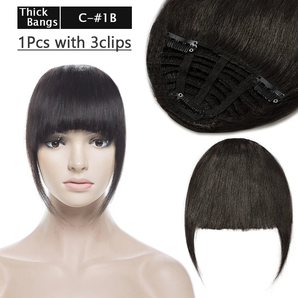 S-noilite Thick Bangs Air Bangs Straight Wig Natural Black Brown Blonde Invisible Fake Hair Piece Clip In Fringe Hair Extensions