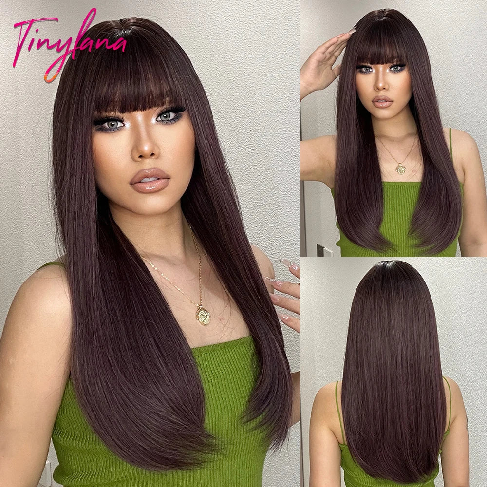 Light Pink Cosplay Long Straight Synthetic Wigs with Bangs Halloween Lolita Colorful Wig for Women Afro Natural Heat Resistant