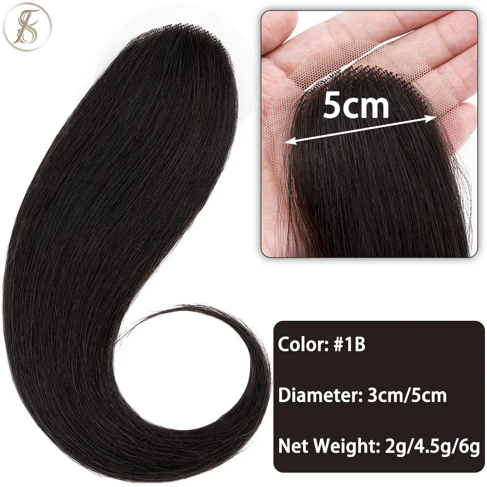 TESS Women Toppers Hair Hook Lace Single Knot Natural Human Hair Replacement Prothesis Invisible Alopecia Areata Brown Hairpiece