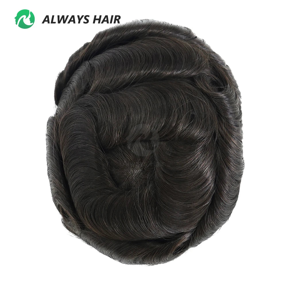 High Quality Man Toupee 1/8 Folded French Lace Durable Fine Mono Men's Capillary Prosthesis Hair Multiple Size Wig Man Free Ship