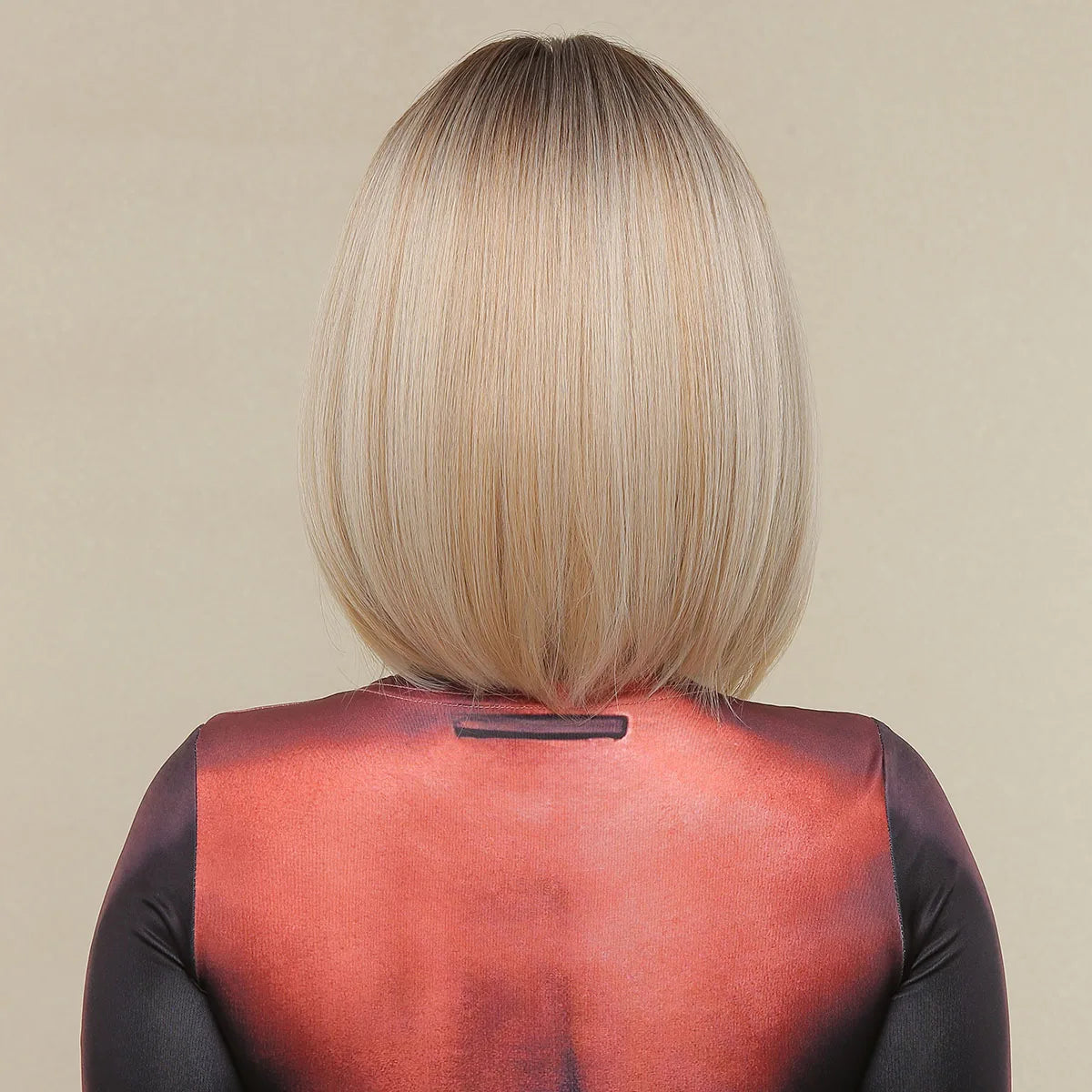 ALAN EATON Platinum Blonde Synthetic Wigs for Women Hihlight Short Straight Bob Wig with Bangs Daily/Party Hair Heat Resisitant