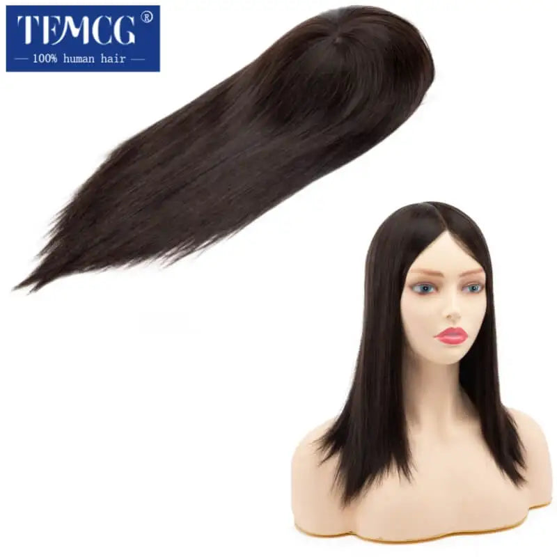 Topper For Women Injected Skin 100% Chinese Cuticle Remy Virgin Human Hair Wigs Straight Topper Silky Hairpieces for Woman
