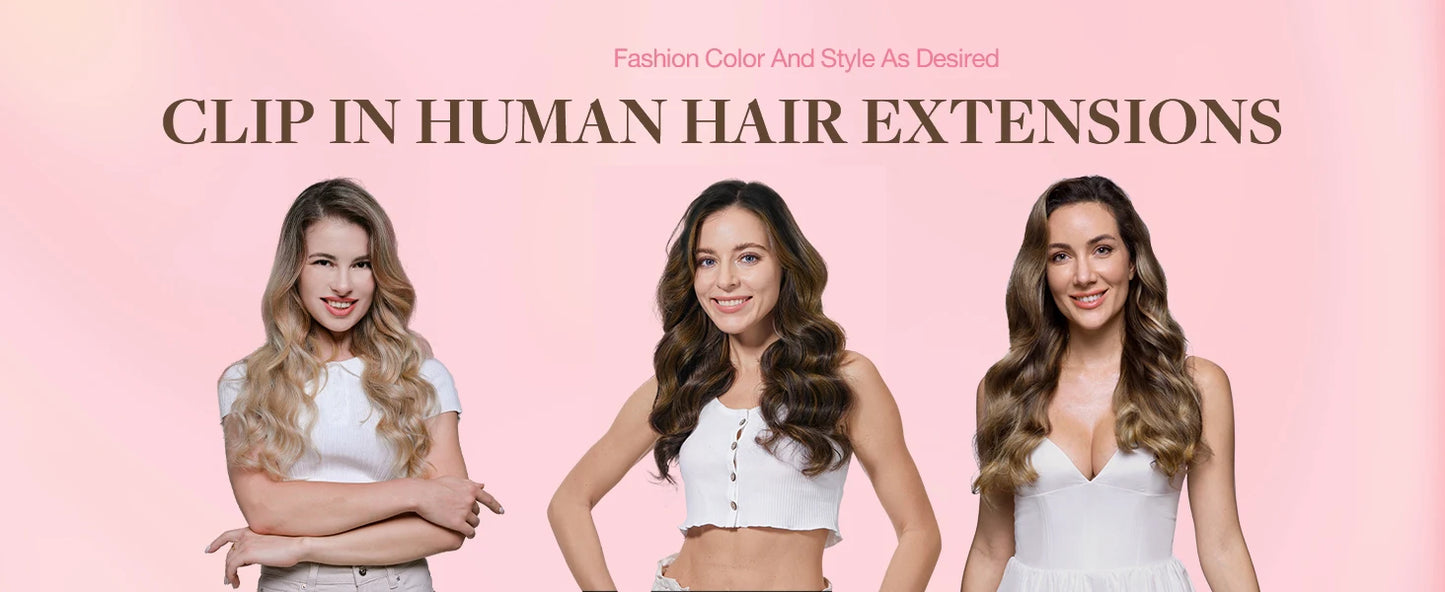 Clip in Human Hair Double Weft Thicker 100% Human Remy Hair Clip in New Version Thick Silky Straight Human Hair 1B Natural color