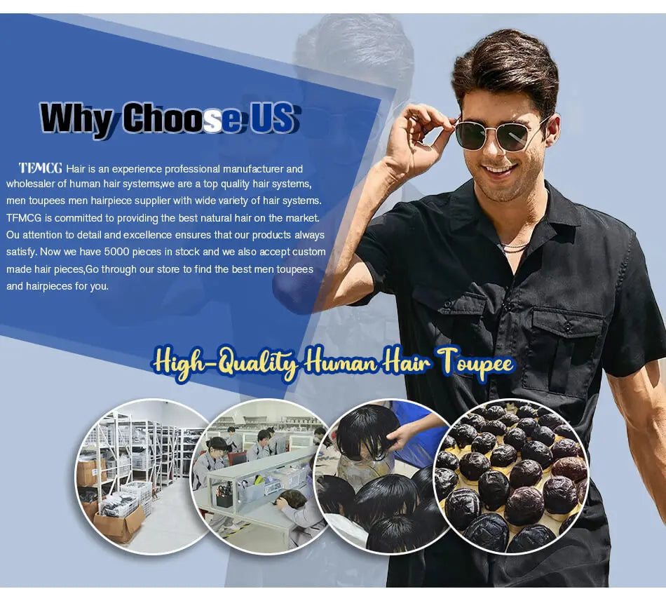 VERSALITE- Mono with Swiss Lace Front Toupee Men Male Hair Prosthesis 100% Natural Human Hair Replacement  System Men's Wigs