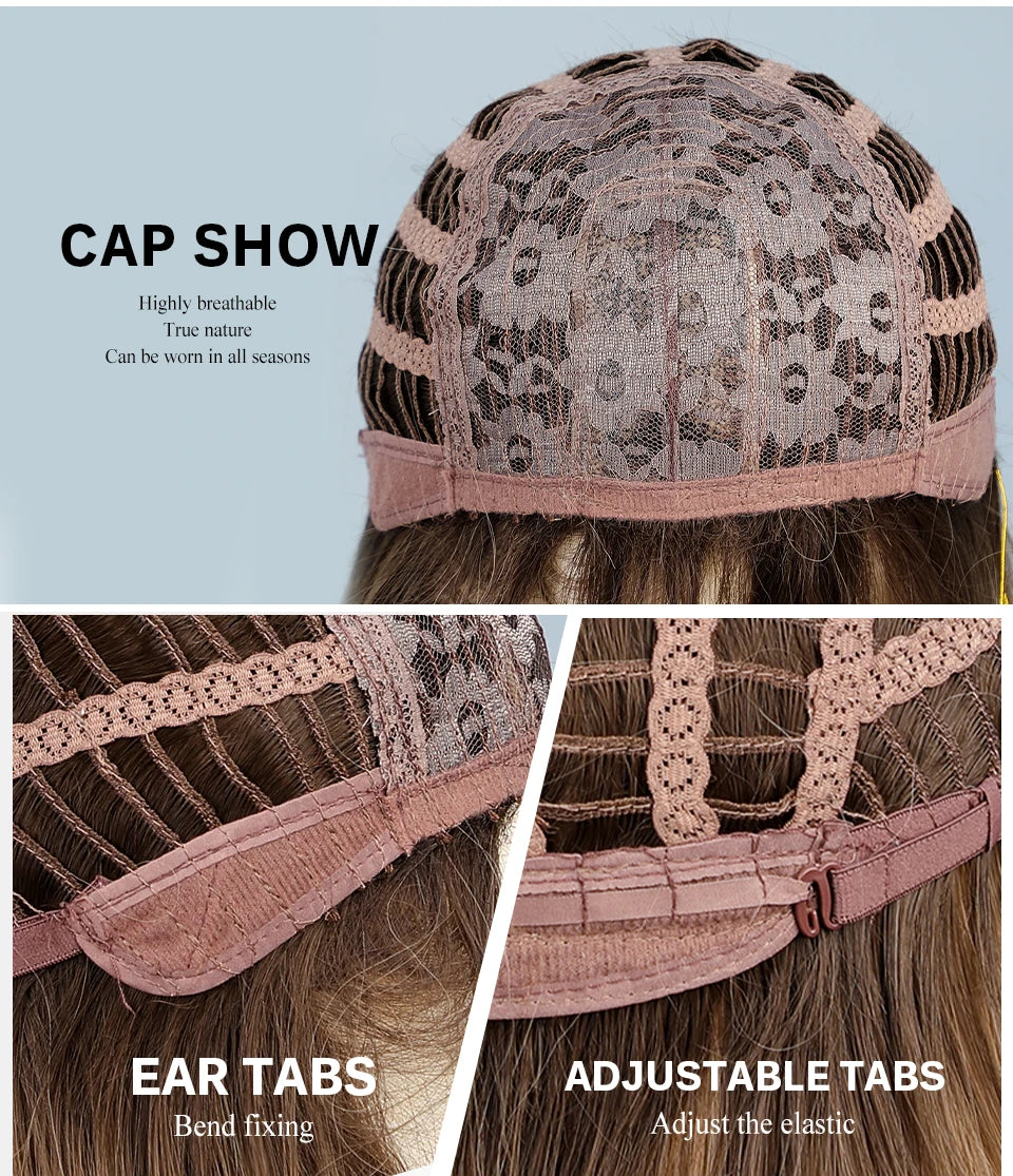 Orange Copper Red Yellow Synthetic Wigs Long Wavy Ginger Wig with Bangs for Women Natural Cosplay Body Wave Heat Resistant Hair