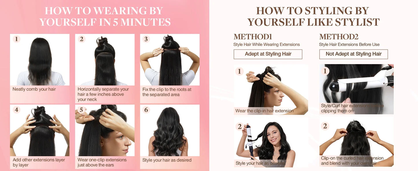 Clip in Human Hair Double Weft Thicker 100% Human Remy Hair Clip in New Version Thick Silky Straight Human Hair 1B Natural color