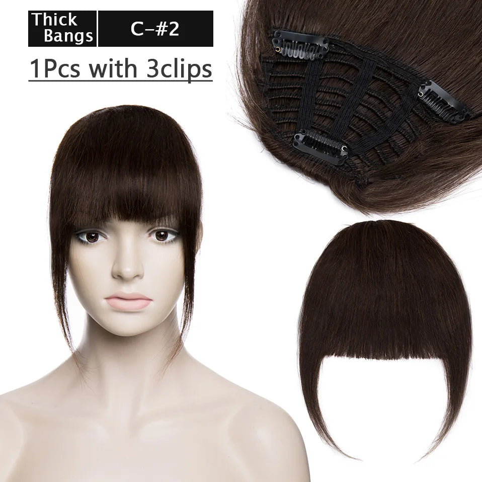 S-noilite Thick Bangs Air Bangs Straight Wig Natural Black Brown Blonde Invisible Fake Hair Piece Clip In Fringe Hair Extensions