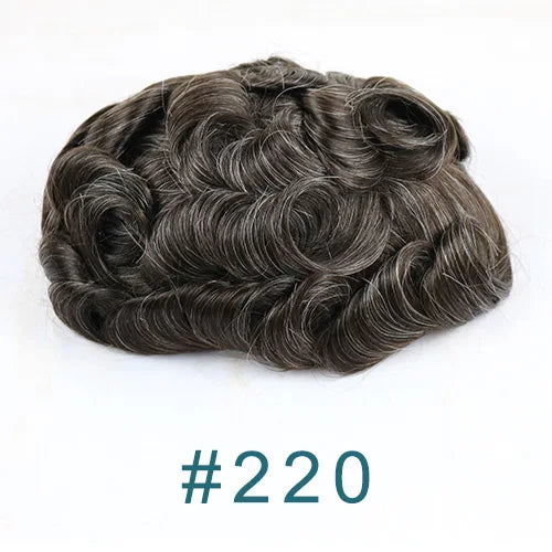 Ultra Thin Skin 1B80 Men Toupee Human Hair 0.02mm Full PU Gery Black Mix Wig Capillary Prosthesis Toupet Male Replacement System