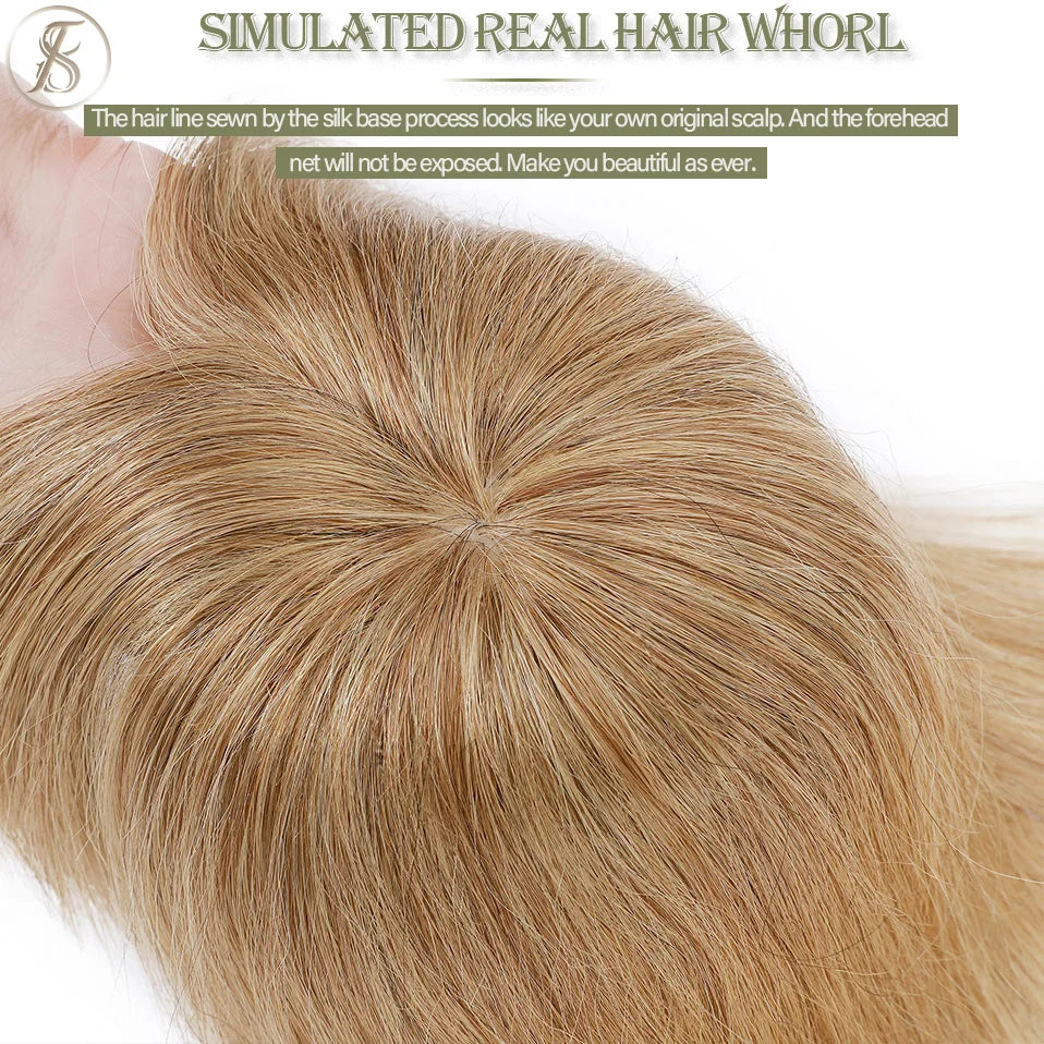 TESS Women Topper 8.5x8.5cm Hair Clips Hair Toppers Natural Hair Wigs 100% Human Hair For Women Hairpiece Clip In Hair Extension