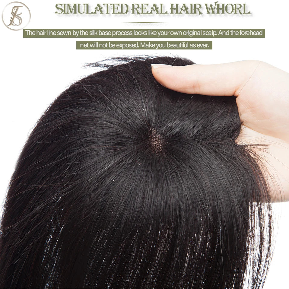 TESS Women Topper 8.5x8.5cm Hair Clips Hair Toppers Natural Hair Wigs 100% Human Hair For Women Hairpiece Clip In Hair Extension