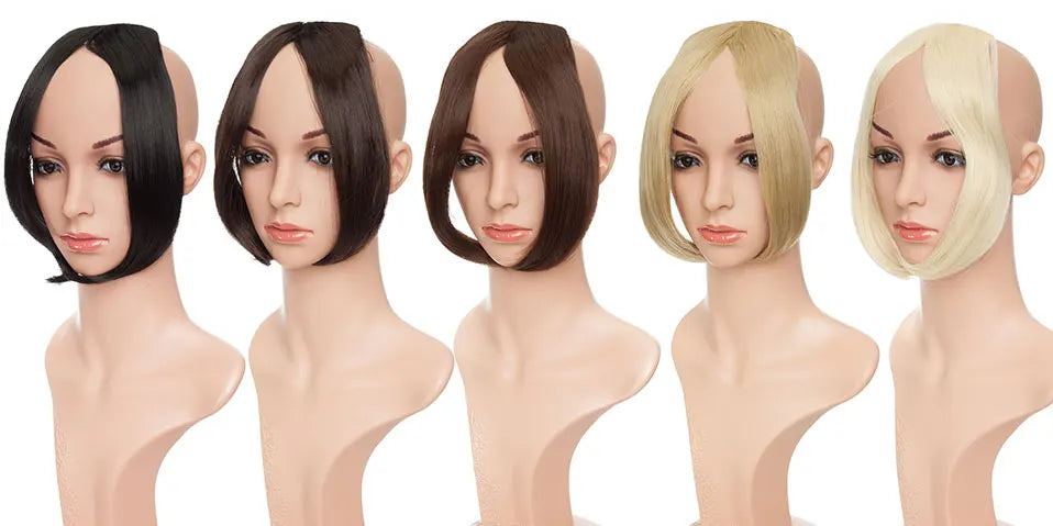 SNOILITE Synthetic Clip In Bangs Hair Extensions Black Brown Blonde Fake Fringe hairpiece 18colors blunt bangs for women
