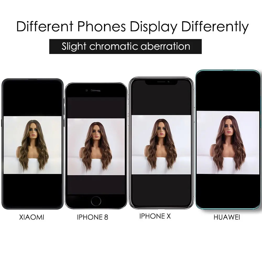 Long Brown Blonde Straight Synthetic Wig with Bangs Brown Ombre Cosplay Layered Wigs for Women Party Heat Resistant Natural Hair