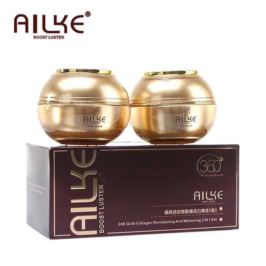 AILKE Collagen Lightening Face Care Set, Moisturizing, Even Skin Tone, Anti-Aging, Wrinkles, For All Skin Types Cosmetics