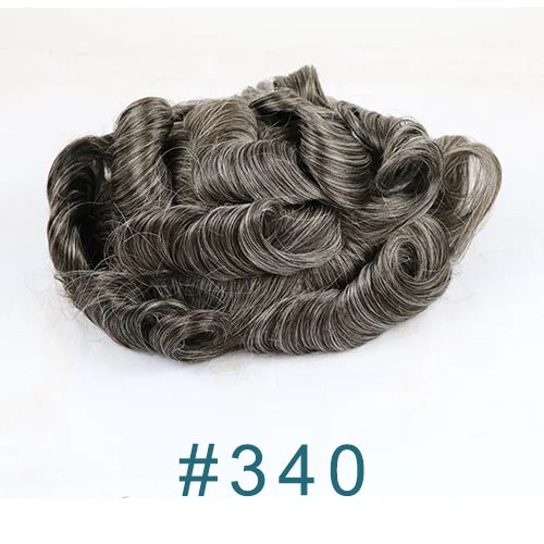 Ultra Thin Skin 1B80 Men Toupee Human Hair 0.02mm Full PU Gery Black Mix Wig Capillary Prosthesis Toupet Male Replacement System