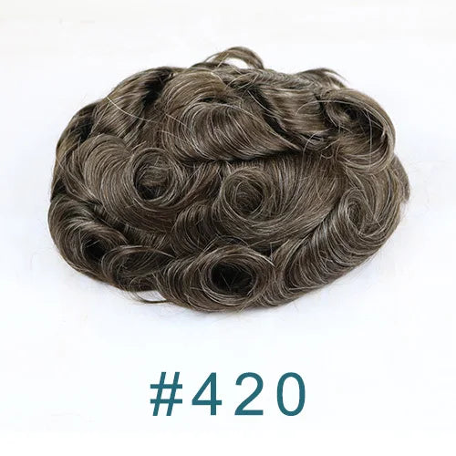 Ultra Thin Skin 1B80 Men Toupee Human Hair 0.02mm Full PU Gery Black Mix Wig Capillary Prosthesis Toupet Male Replacement System