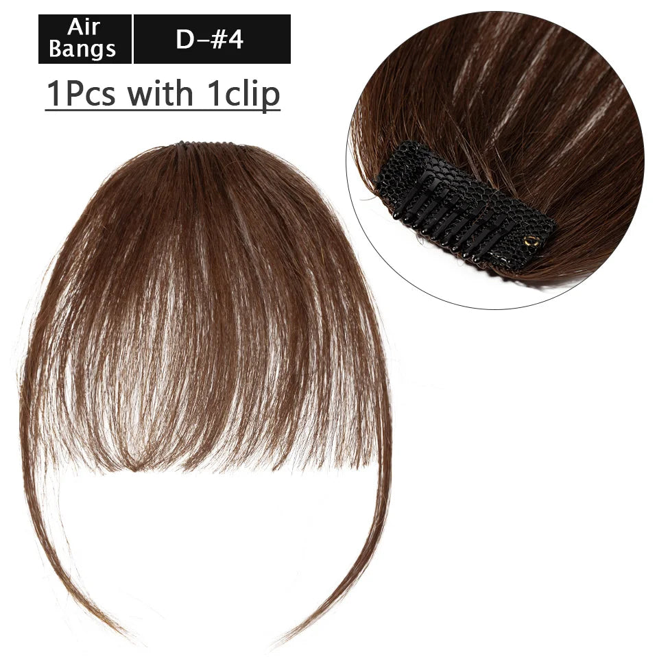 S-noilite Thick Bangs Air Bangs Straight Wig Natural Black Brown Blonde Invisible Fake Hair Piece Clip In Fringe Hair Extensions