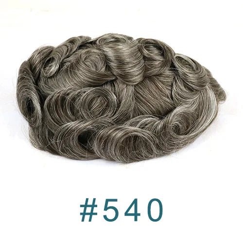 Dark Brown Men Toupee 80% Natural Hairline 0.02mm Invisible Super Thin Skin PU Black Grey Blonde Human Hair Hairpieces Prosthesi