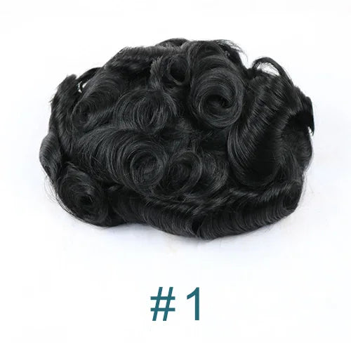 Dark Brown Men Toupee 80% Natural Hairline 0.02mm Invisible Super Thin Skin PU Black Grey Blonde Human Hair Hairpieces Prosthesi