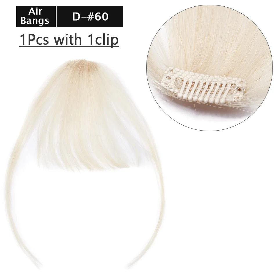 S-noilite Thick Bangs Air Bangs Straight Wig Natural Black Brown Blonde Invisible Fake Hair Piece Clip In Fringe Hair Extensions