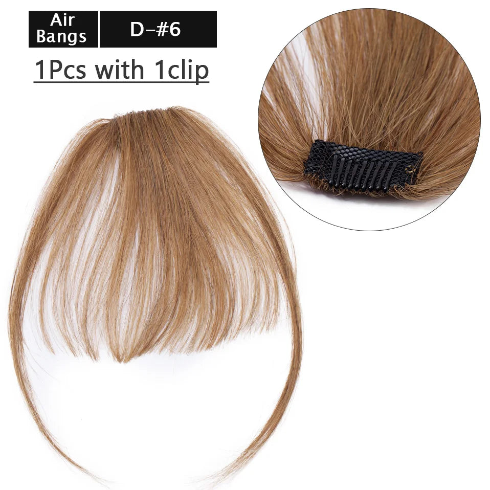 S-noilite Thick Bangs Air Bangs Straight Wig Natural Black Brown Blonde Invisible Fake Hair Piece Clip In Fringe Hair Extensions