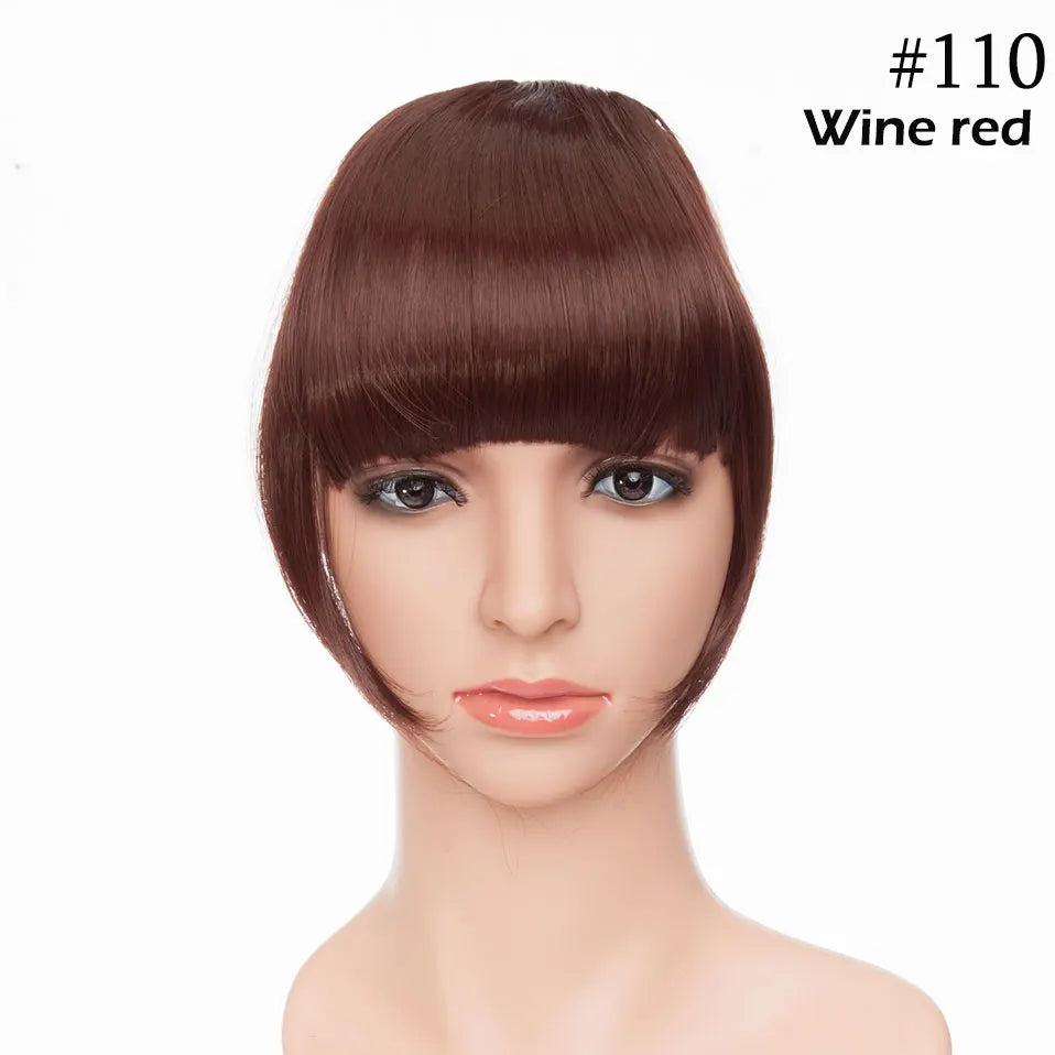 SNOILITE Synthetic Clip In Bangs Hair Extensions Black Brown Blonde Fake Fringe hairpiece 18colors blunt bangs for women