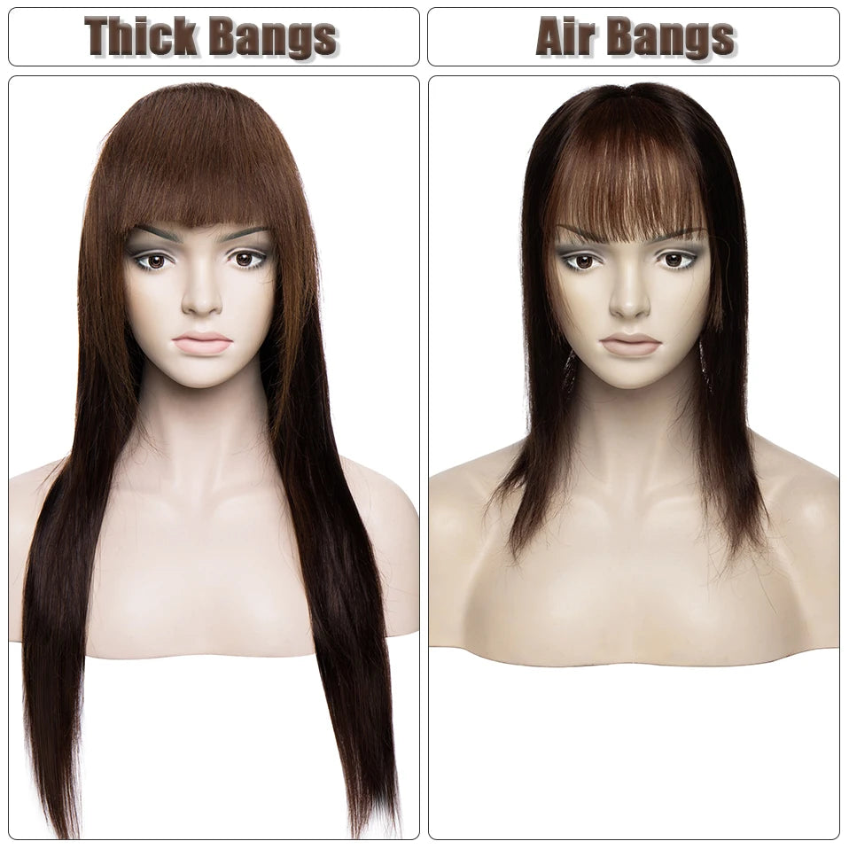 S-noilite Thick Bangs Air Bangs Straight Wig Natural Black Brown Blonde Invisible Fake Hair Piece Clip In Fringe Hair Extensions