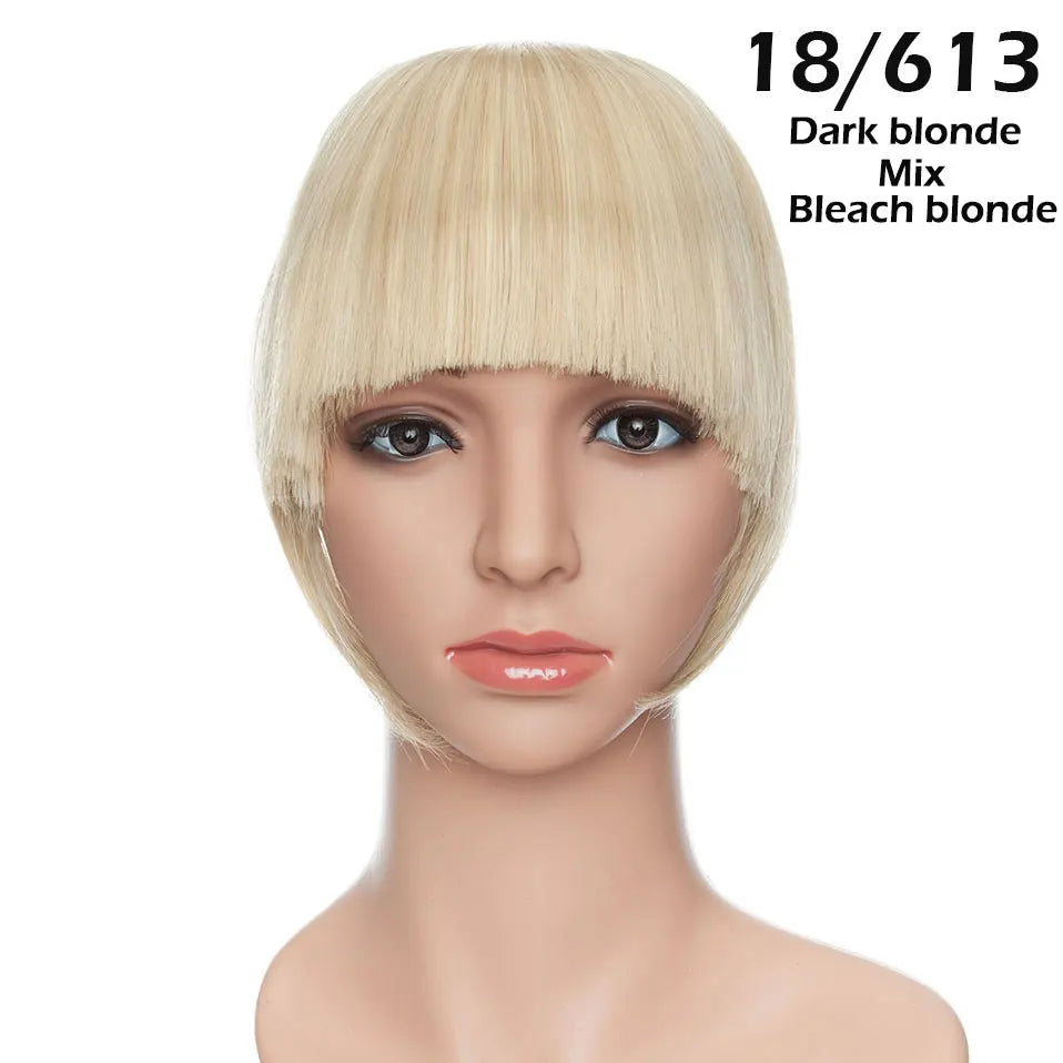 SNOILITE Synthetic Clip In Bangs Hair Extensions Black Brown Blonde Fake Fringe hairpiece 18colors blunt bangs for women