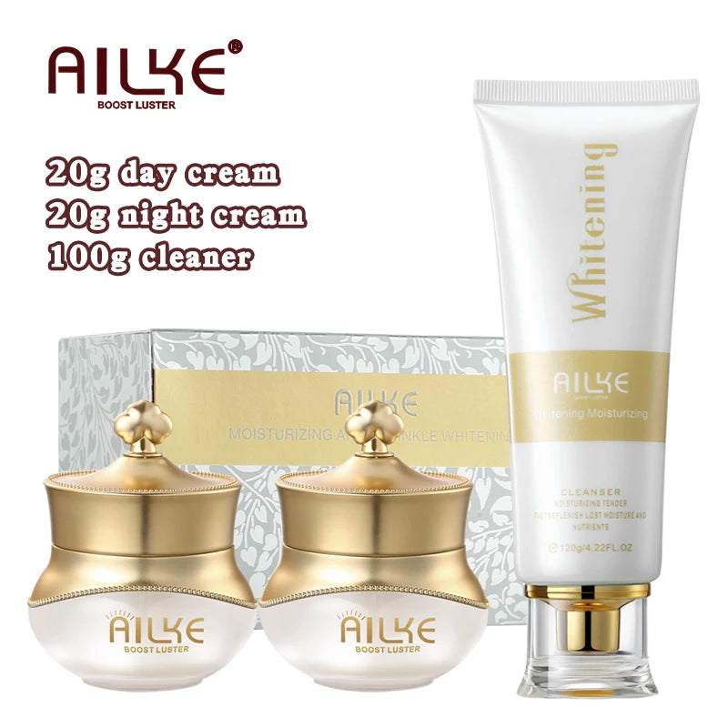 AILKE Women Whitening Face Care Set, Lightening, Reduce Dark Spots, Anti Wrinkles, For All Skin Types, Not Greasy, Easy Absorb
