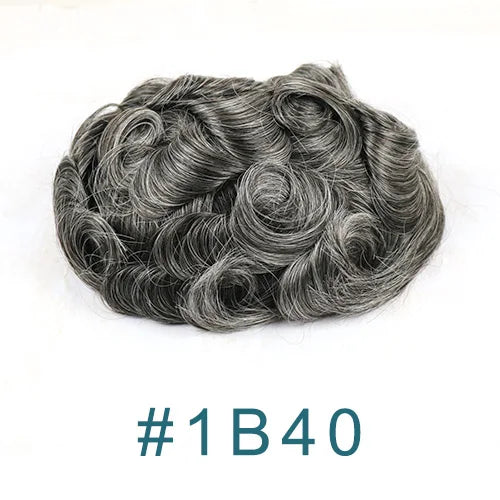 Dark Brown Men Toupee 80% Natural Hairline 0.02mm Invisible Super Thin Skin PU Black Grey Blonde Human Hair Hairpieces Prosthesi