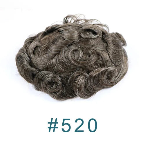 Ultra Thin Skin 1B80 Men Toupee Human Hair 0.02mm Full PU Gery Black Mix Wig Capillary Prosthesis Toupet Male Replacement System