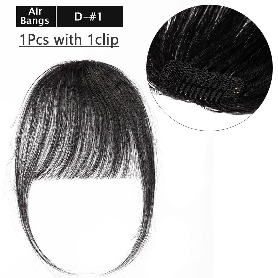 S-noilite Thick Bangs Air Bangs Straight Wig Natural Black Brown Blonde Invisible Fake Hair Piece Clip In Fringe Hair Extensions
