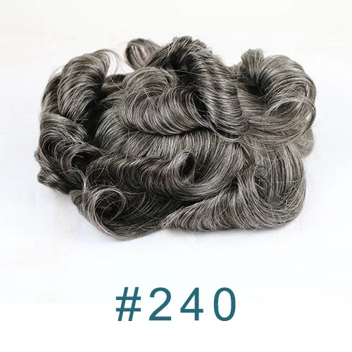 Ultra Thin Skin 1B80 Men Toupee Human Hair 0.02mm Full PU Gery Black Mix Wig Capillary Prosthesis Toupet Male Replacement System