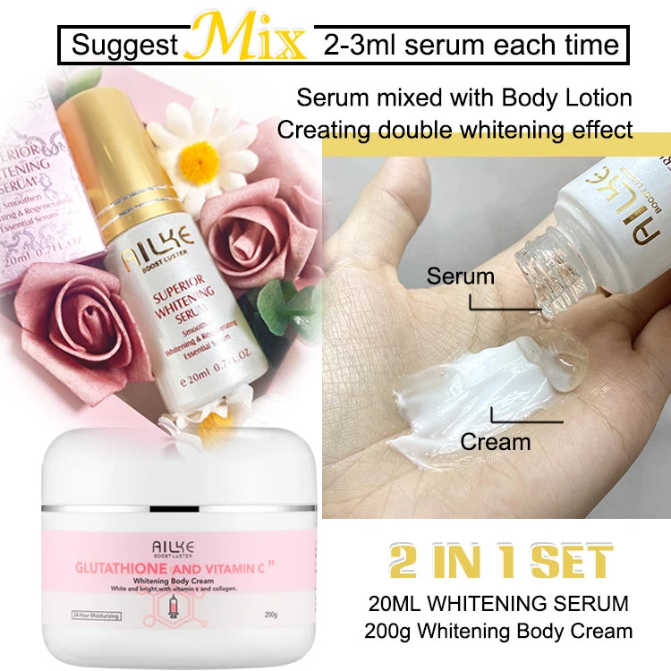 AILKE Whitening Moisturizing Korean Facial And Body Lotion, Reduce Melanin Wrinkles, Vitamin C Dark Spots Remove Skin Care Cream