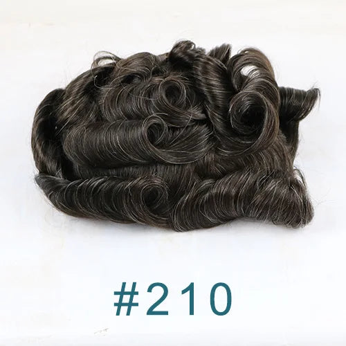 Dark Brown Men Toupee 80% Natural Hairline 0.02mm Invisible Super Thin Skin PU Black Grey Blonde Human Hair Hairpieces Prosthesi