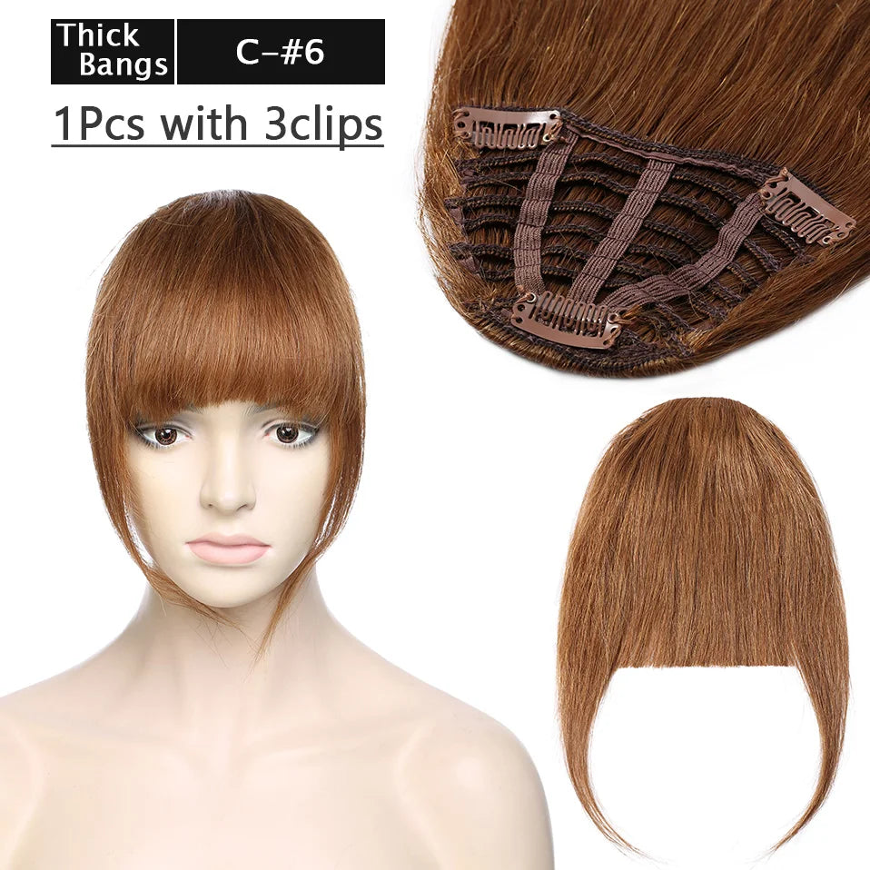 S-noilite Thick Bangs Air Bangs Straight Wig Natural Black Brown Blonde Invisible Fake Hair Piece Clip In Fringe Hair Extensions