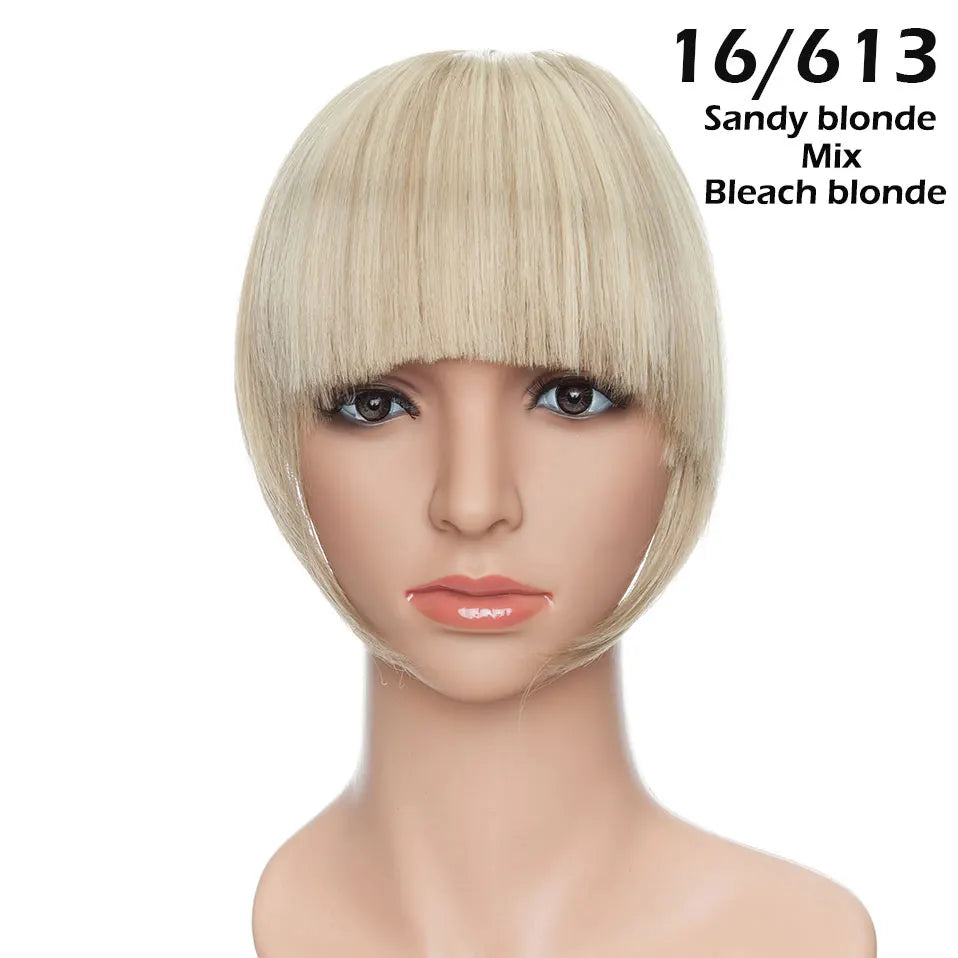 SNOILITE Synthetic Clip In Bangs Hair Extensions Black Brown Blonde Fake Fringe hairpiece 18colors blunt bangs for women