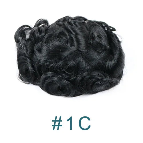 Ultra Thin Skin 1B80 Men Toupee Human Hair 0.02mm Full PU Gery Black Mix Wig Capillary Prosthesis Toupet Male Replacement System