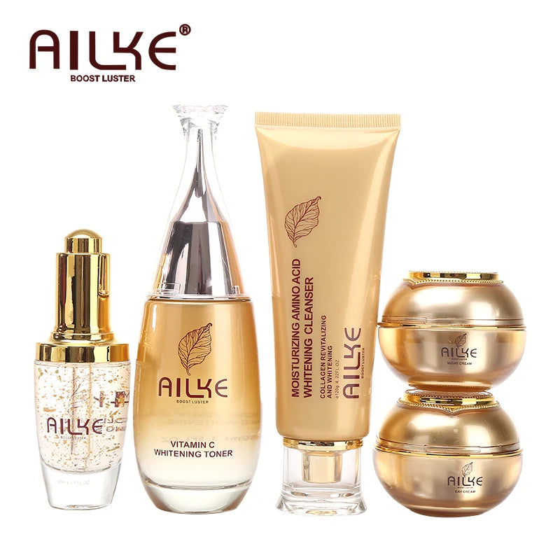 AILKE Collagen Lightening Face Care Set, Moisturizing, Even Skin Tone, Anti-Aging, Wrinkles, For All Skin Types Cosmetics