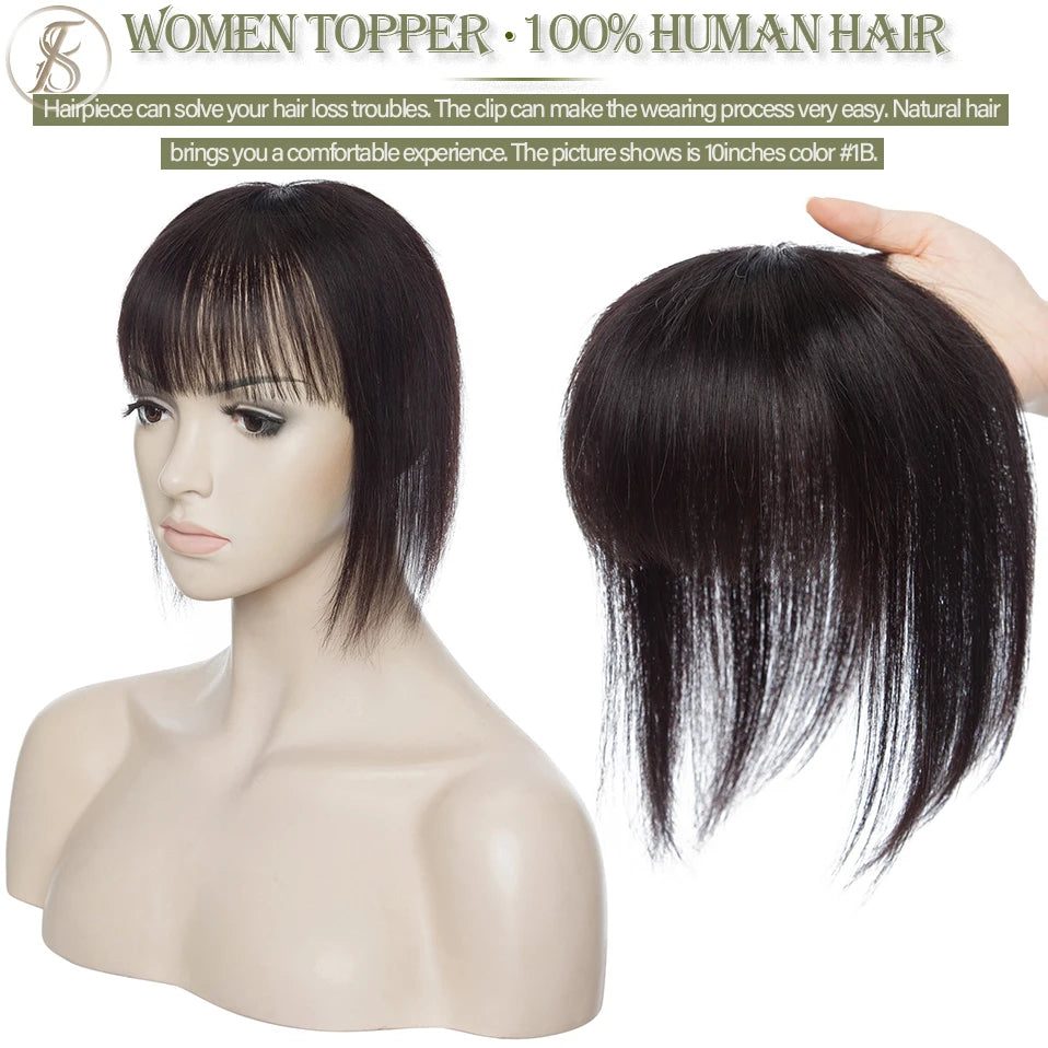 TESS Women Topper 8.5x8.5cm Hair Clips Hair Toppers Natural Hair Wigs 100% Human Hair For Women Hairpiece Clip In Hair Extension