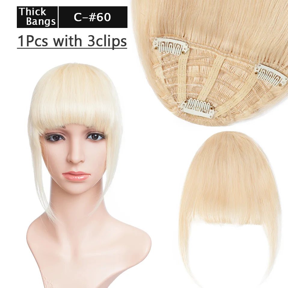 S-noilite Thick Bangs Air Bangs Straight Wig Natural Black Brown Blonde Invisible Fake Hair Piece Clip In Fringe Hair Extensions
