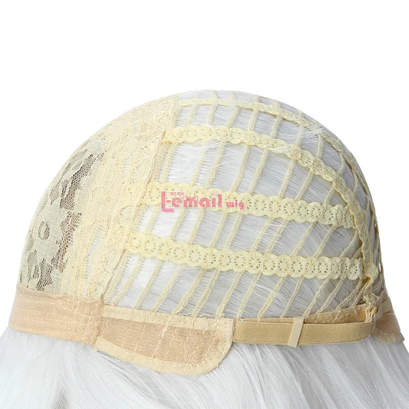 L-email wig NieR Kaine Cosplay Wig NieR RepliCant Cosplay Sliver White Braided Wigs with Bangs Synthetic Hair Heat Resistant