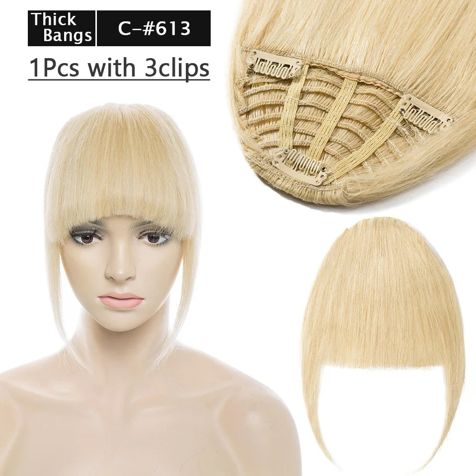 S-noilite Thick Bangs Air Bangs Straight Wig Natural Black Brown Blonde Invisible Fake Hair Piece Clip In Fringe Hair Extensions