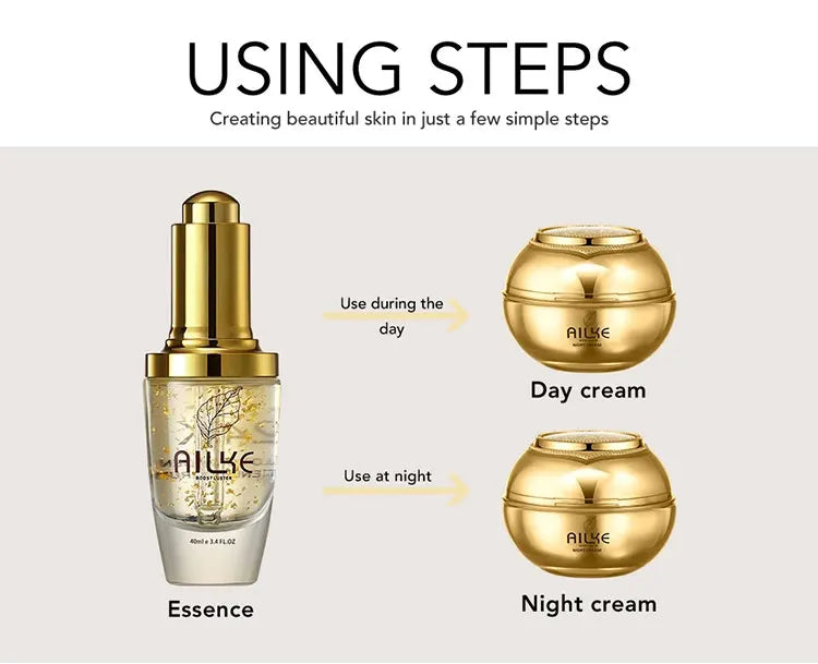 AILKE Collagen Whitening Face Care Set, Moisturizing, Even Skin Tone, Reduce Dark Spots, With Hyaluronic Acid, Vitamin E
