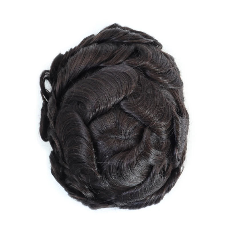 Men Toupee Indian Human Hair Wigs Thin Skin Human Remy Hair Wigs With Knots Invisible Natural Hairline Indian Hair System Units