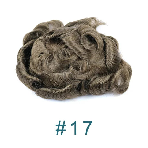 Ultra Thin Skin 1B80 Men Toupee Human Hair 0.02mm Full PU Gery Black Mix Wig Capillary Prosthesis Toupet Male Replacement System