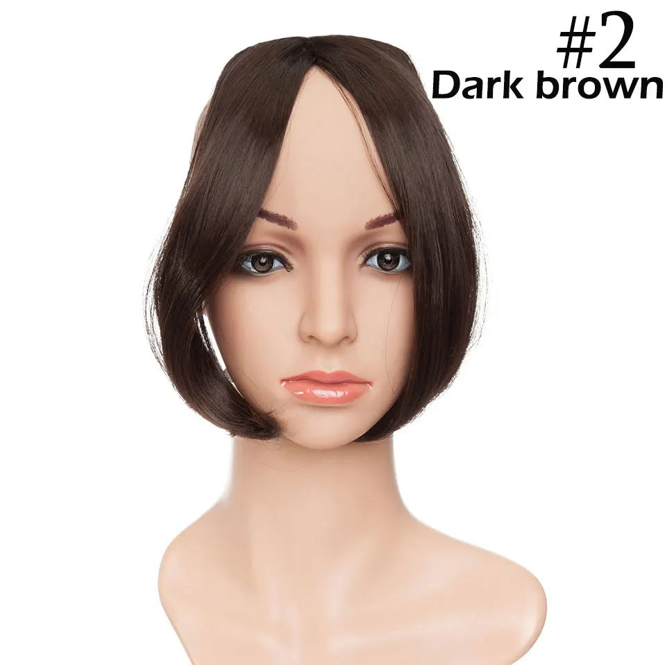 SNOILITE Synthetic Clip In Bangs Hair Extensions Black Brown Blonde Fake Fringe hairpiece 18colors blunt bangs for women