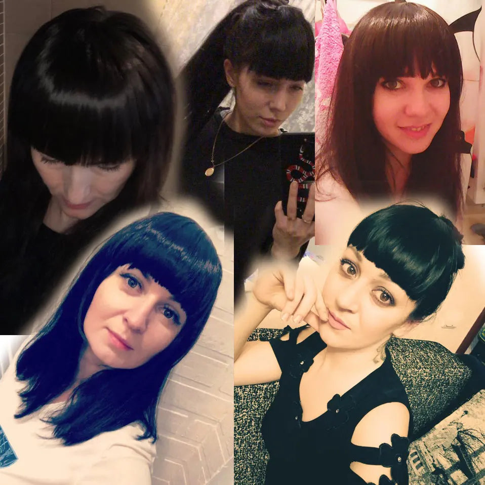 SNOILITE Synthetic Clip In Bangs Hair Extensions Black Brown Blonde Fake Fringe hairpiece 18colors blunt bangs for women