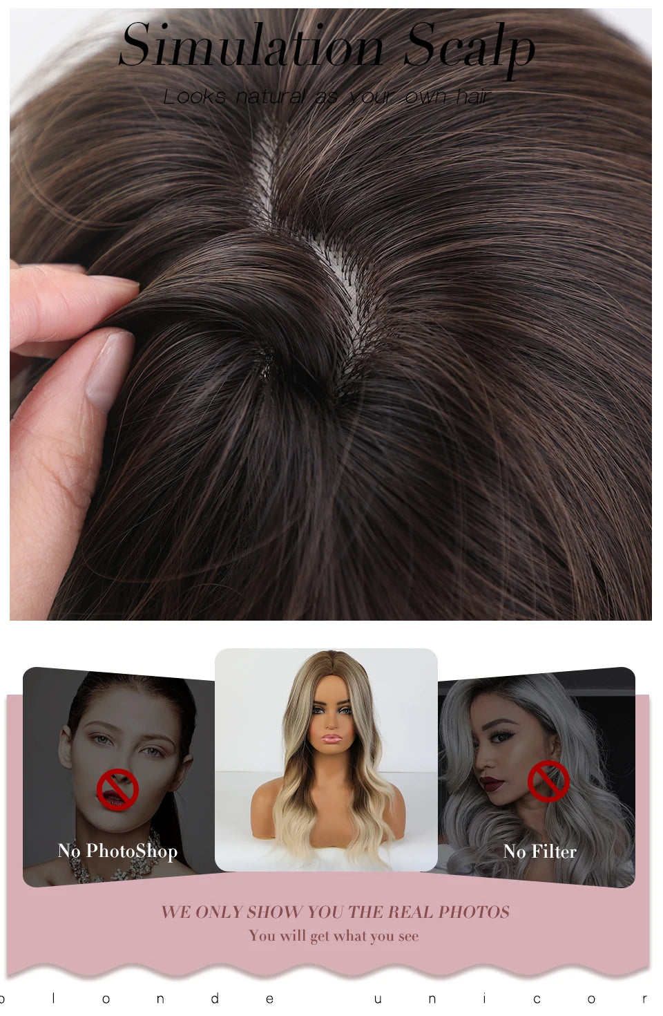 Blonde Unicorn Cherry Red Wig Synthetic Long Wavy Wig with Bangs Daily Party Cosplay Hair Wigs for Women Heat Resistant Fiber