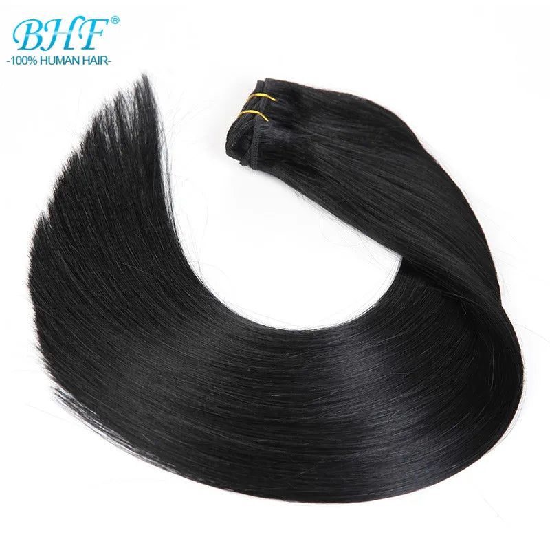 BHF 100% Human Hair Weaves Straight Russian Remy Natural Hair Weft 1piece 100g Black Brown Blonde Color Human Hair Extensions