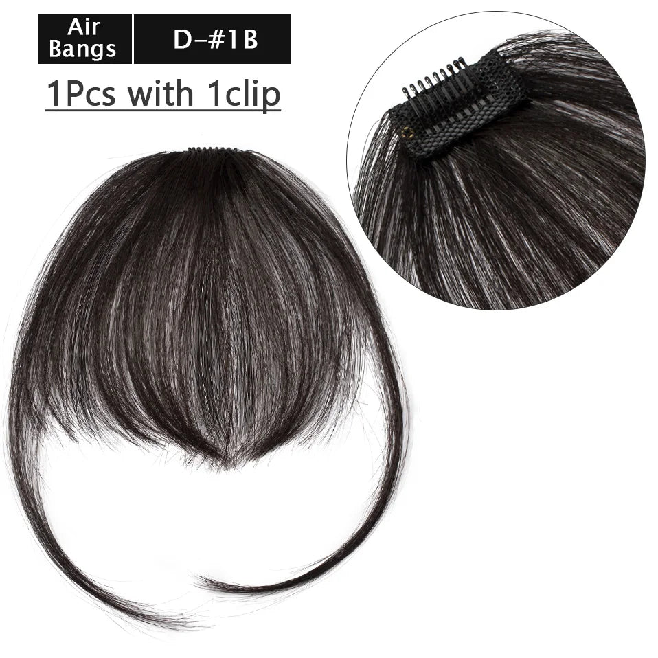 S-noilite Thick Bangs Air Bangs Straight Wig Natural Black Brown Blonde Invisible Fake Hair Piece Clip In Fringe Hair Extensions